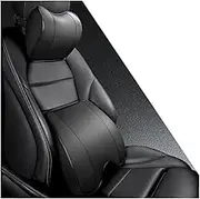 FANGXIN Lumbar Support and Car Neck Pillow for Office Chair and Car Seat ，Softness Memory Foam Erognomic Seat Cushion with Adjustable Strap，Comfortable Ergonomic Design (Black)