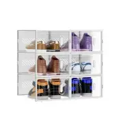 Shoe Organizer Storage Bins Clear Plastic Stackable Shoe Boxes ,Thickened Clear