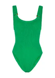 Hunza G Domino Seersucker Swimsuit, Swimsuit, Green - One Size One Size