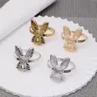 4pcs Metal Bunny Napkin Holder Golden Napkin Buckles Wedding Dinner Table