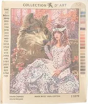 RTO Collection D'Art Needlepoint Printed Tapestry Canvas 60X50cm-Girl with A Wolf, CD11870, Girl with a Wolf, Pest Repeller v.654