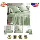 Luxury Satin Sheet Set - 6 Piece Full Size in Sage Green - Wrinkle-Free Comfort