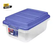 Hefty 18 Quart Clear Plastic Storage Bin with Blue HI-RISE Lid