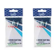 2x Jarvis Walker 6 Hook Bait Rig 12lb Main Line & 15lb Branch Line
