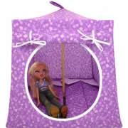 Light Purple, Small Flower Print Toy Fabric Doll Tent, 2 Sleeping Bags, Handmade