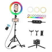 10" Ring Light with Stand 72'' Tall & 3 Phone Holders,42 Color Modes Selfie
