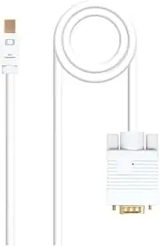 Levitantes Converter Cable - Mini dp/m to vga/m, White, 5 m, Ideal for Connecting Devices with mini displayport to VGA displays. *