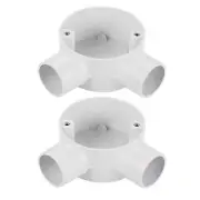 2Pcs PVC Conduit Box Junction Box 90° 2 Way 25mm M4 x 0.7 for Electronic Project