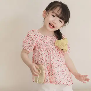【Baby 童衣】任選 女童短袖上衣 粉色小碎花泡泡袖娃娃裝上衣 11654(粉色小碎花)