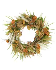 Creative Displays 24in Rustic Fall Wreath with Wheat & Lucky Berries