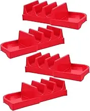 Homoyoyo 4pcs Wave Shape Taco Holder Stand Plastic Taco Shell Holder with Sauce Tray Each Elegant Design for Home Kitchen Restaurant Use Red