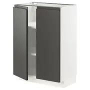 METOD base cabinet with shelves/2 doors, white/Voxtorp dark grey, 60x37x80 cm