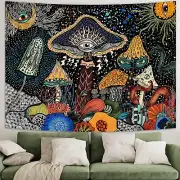 51x60in Mandala Wall Hanging Tapestry Decor: Mystic Moon, Sun, & Mushrooms