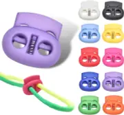 100 Pcs Multicolor Plastic Cord Locks Drawstrings Double Hole Spring Stopper Fa