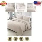 California King Quilt Set - Lightweight Brich Beige Modern Geometric Bedding