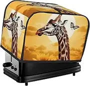 Giraffe and sunflower Toaster Cover 2 Slice Bread Machine Covers Waterproof Universal Size Kitchen Small Appliance Cover with Hang Loop, Dust and Fingerprint Protection