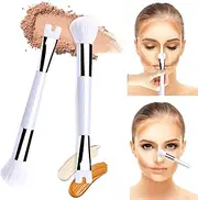 2 Pcs Nose Contour Brush Soft 2 in 1 Precision Contour Brush U Shaped Makeup Brush for Sculpting and Defining Nose Cheek Bones Double Ended Makeup Brush Nose Shaper for Makeup Beginners/Lovers