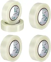 uxcell Strapping Tape, 5 Roll 1.4 Inch x 55 Yards Reinforced Packing Tape Filament Tape Heavy Task Packing Transparent 5.9 Mil Striped for Package Transport Electric Equipment Packaging