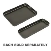 Quality Bakemaster Loose Base Fluted Rectangular Flan Quiche Pan Non Stick