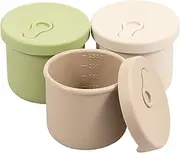 3 Pack Silicone Food Storage Containers Set Sturdy Baby Food Storage Jars Leak Proof Snack Fruits Containers Heat Resistant Small Snack Container Kit for Infants Kids