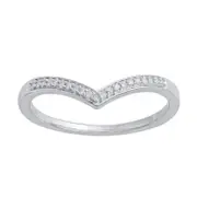 Diamond V-Shape Stackable Dress Ring in 9kt White Gold