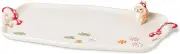 RESVUGA Mushroom Ceramic Tray, Rectangle 14 in Double Handle Dessert Appetizer Baking Dishes, Cute Steak Dinner Plates, Decorative Plate with Cute Squirrels. Novel Christmas Cutlery Gifts.