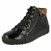 Ladies Rieker M6434 Patterned Cuff Detailed Ankle Boots