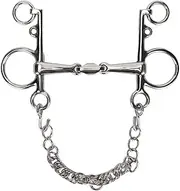 Horse Pelham Bit, Gnaw Resistant Ease of Control Jointed Mouth Pelham Bit, Durable Stainless Steel Horse Tack with Curb Chain for Horses