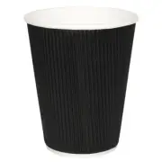 FIESTA(PACK OF 25)TAKEAWAY COFFEE CUPS RIPPLE WALL KRAFT BLACK 225ML X25 CM540