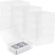 12 Pcs Card Storage Box Clear Plastic Trading Card Storage Box Portable Playing Deck Card Organizer with Lid Reusable Collectible Card Cases for Business Card Game Card Baseball Card Basketball Card