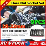 9pcs Diesel Injector Fuel Line Socket Set Kit Flare Nut Wrench Spanner 10-22mm