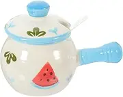 MAGICLULU Ceramic Storage Jar with Handle Lard Oil Holder and Sealing Design Versatile Kitchen Condiment Canister for Salt Sugar and Seasoning for Home and Dining Use