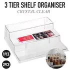 1/2x Crystal Clear 3 Tier Shelf Organiser Spice Jars Cosmetic Step Storage Rack