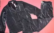 Victoria's Secret XL PAJAMAS BLACK SILVER DISCO SHINE SHIMMER KNIT LONG PJ