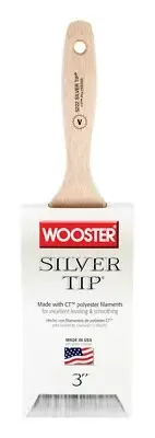 Wooster 5222-3 Silver Tip Wood Handle Polyester Blend Flat Paint Brush 3 W in.