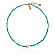 Culturesse Micki 48cm Facet Pearl Pendant 18K Gold Plated Necklace Turquoise