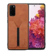Denior For Samsung Galaxy S20 FE Leather Case with Elastic Wallet Card Holder Slot Pocket Cover - Brown