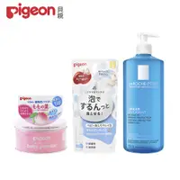 在飛比找PChome24h購物優惠-《Pigeon 貝親》寶寶臀部清潔泡沫100ml+桃葉爽身粉