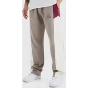 Mens Burgundy Relaxed Colour Block Branded Jogger