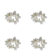 4x Belle Mandalay Shell/Elastic Napkin Ring Holder Storage Organiser 6cm White