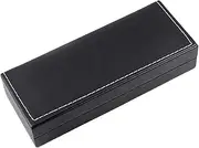 luzen 1PC PU Leather Long Pen Gift Box Rectangle Empty Ballpoint Fountain Pen Display Organizer Storage Case Single Pen Collection Box for Men an Women Business Office School Supplies, Black