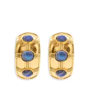 Capucine De Wulf Bold Labradorite Hoop Earrings in 18K Gold Plated