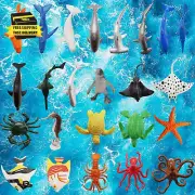 24 Pieces Sea Animals Toys Set, Ocean Sea Animals Figures Plastic Sea Creatures