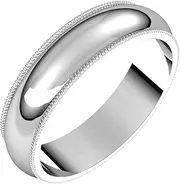 [JewelryWeb] 14ct White Gold 5mm Milgrain Band Ring Jewelry Gifts for Women - Ring Size Options Range: K to Z