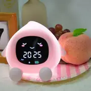 Alarm Clock For Kids 6-IN-1 Fruit-Shape Sleep Training Clock Cute Touch Night Light For Bedroom Color Pink