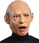 Old Man Halloween Face Mask Realistic Wrinkle Balding Open Mouth Cosplay Latex