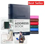 Hardcover Desk Address Book in Acadia Navy – 480 Records, Customizable Sections