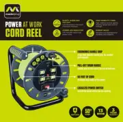 Masterplug 50ft 4 Socket Extension Cord Reel With Wall Mount 13A