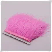 Candy Pink Ostrich feather Fringe Trim Sewn on Feather - 1 Yard
