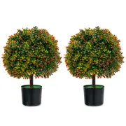 Giantex 55cm Artificial Boxwood Topiary Ball Tree Faux Bushes Plants 2 Pack